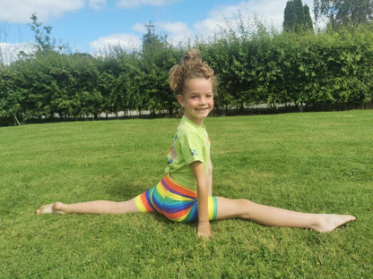 Rainbow Stripe Yoga Shorts - Kids