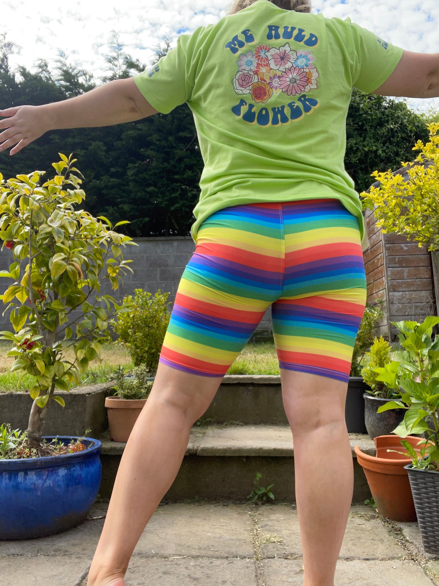 Rainbow Stripe Yoga Shorts - Kids